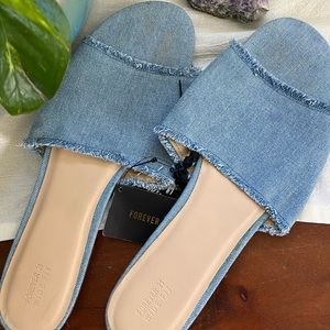 forever21 jean denim sandal slide shoes size 13